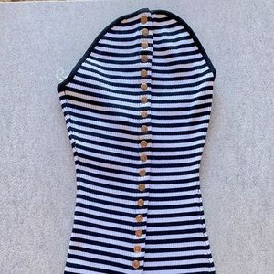 Hera Collection Strapless Striped Midi Dress